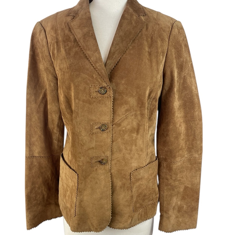 Worth‎ Vintage Genuine Leather Suede Brown Blazer, Size 8